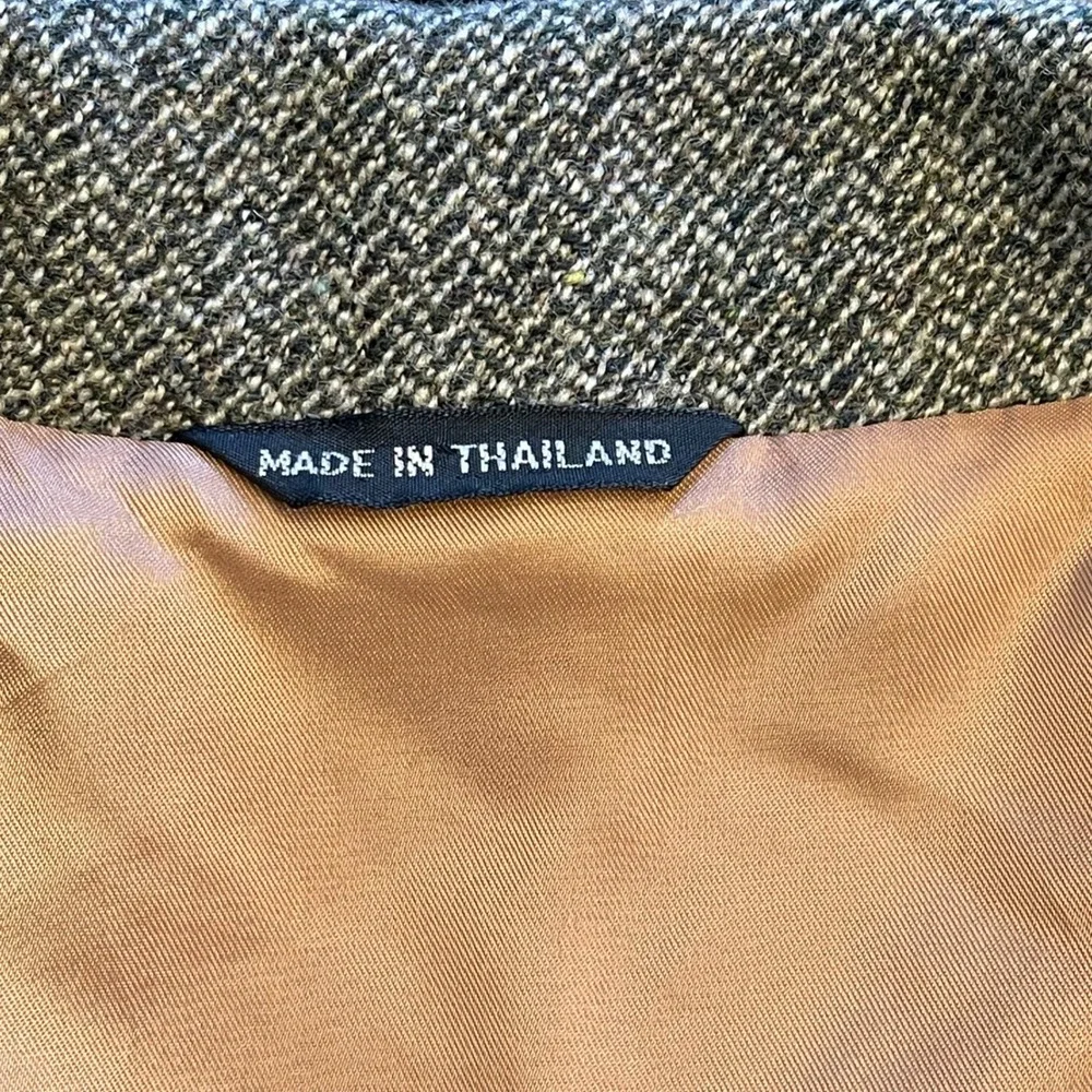 Vintage Banana Republic Mens Herringbone Wool Blazer Elbow‎ Patches Brown Medium